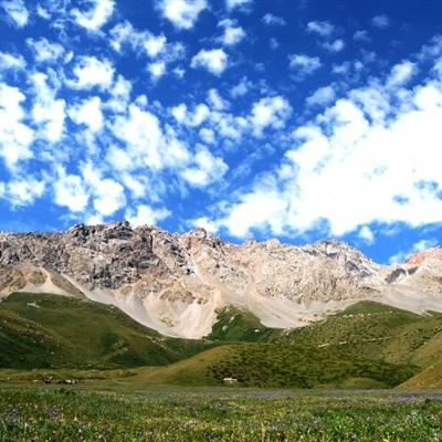 新疆天池景区夏季邂逅雪景与云海“同框”